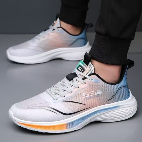 Легкие универсальные спортивные кроссовки для бега Guirenniao A188 White-Blue фото 3