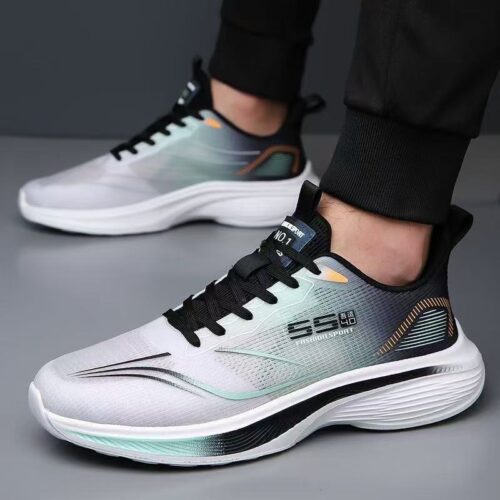 Легкие универсальные спортивные кроссовки для бега Guirenniao A188 White-Green фото 3